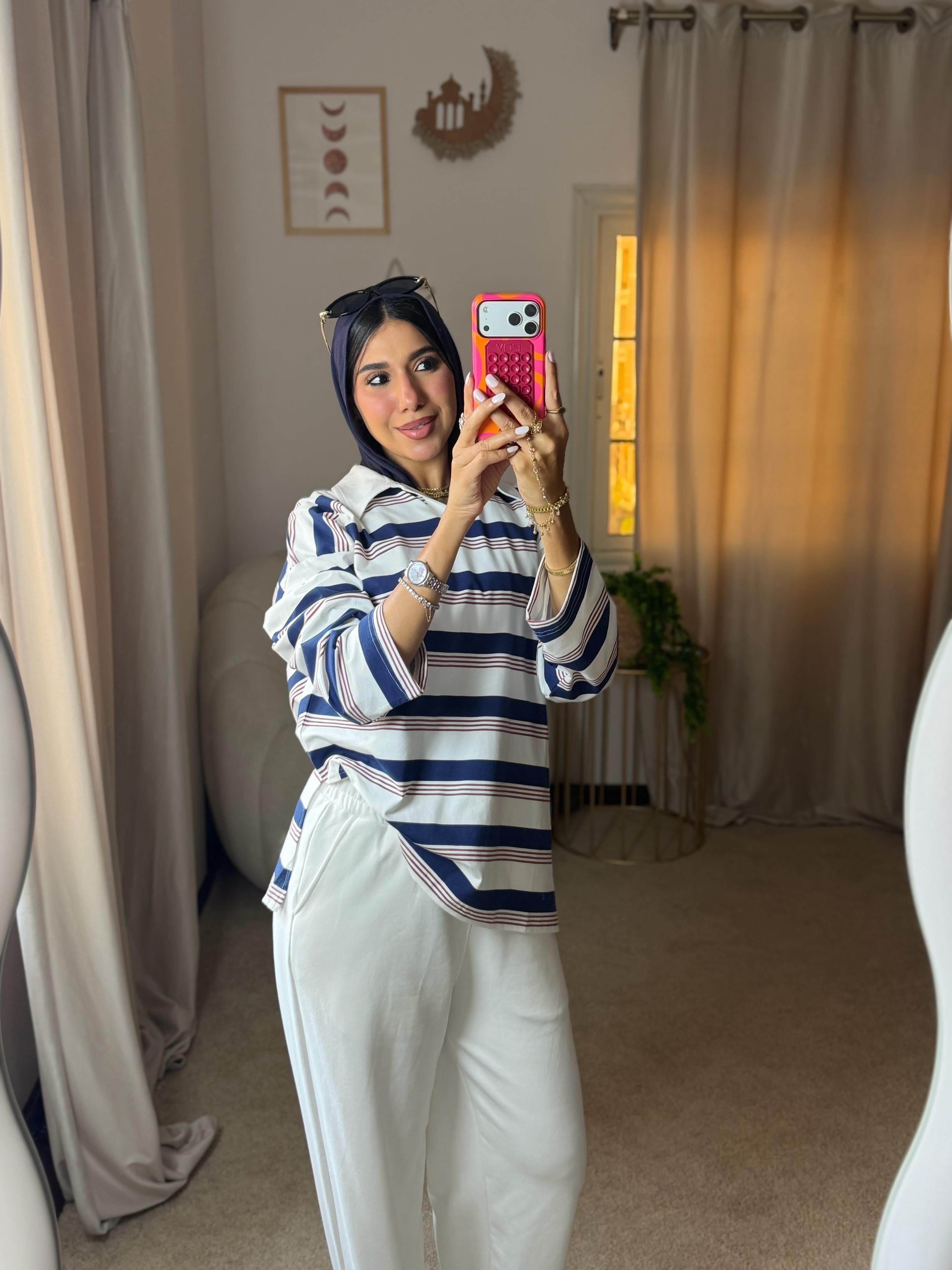 Striped Oversized T-Shirt - White X Navy