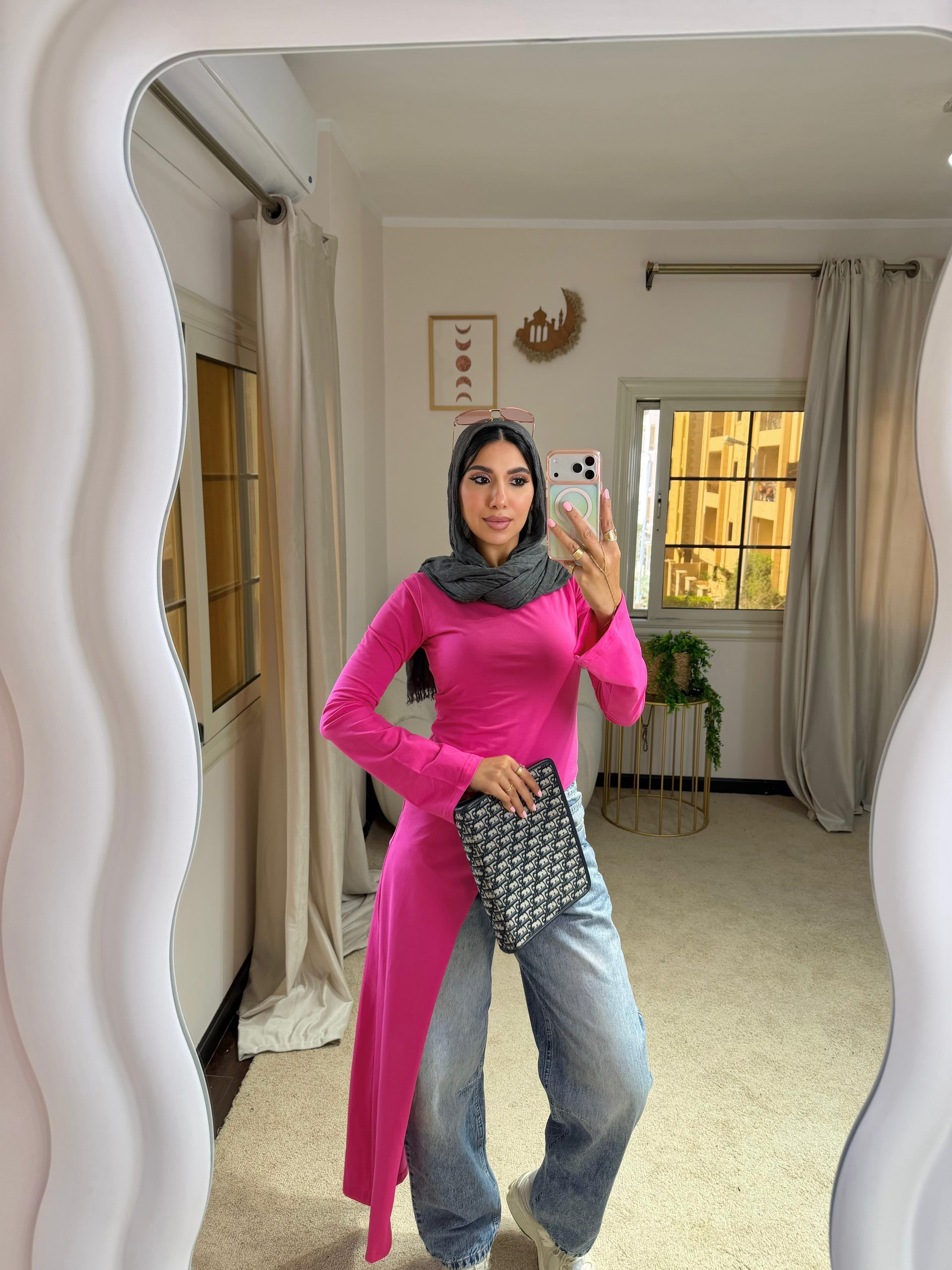 Hot pink Belt Blouse