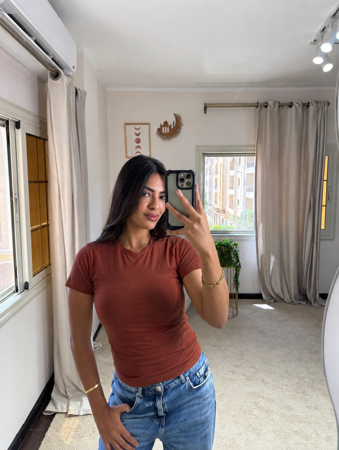 Half-Sleeve Top Dark Taupe
