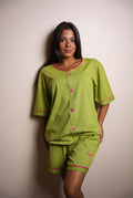 Heart Short Pajama Set - Kiwi