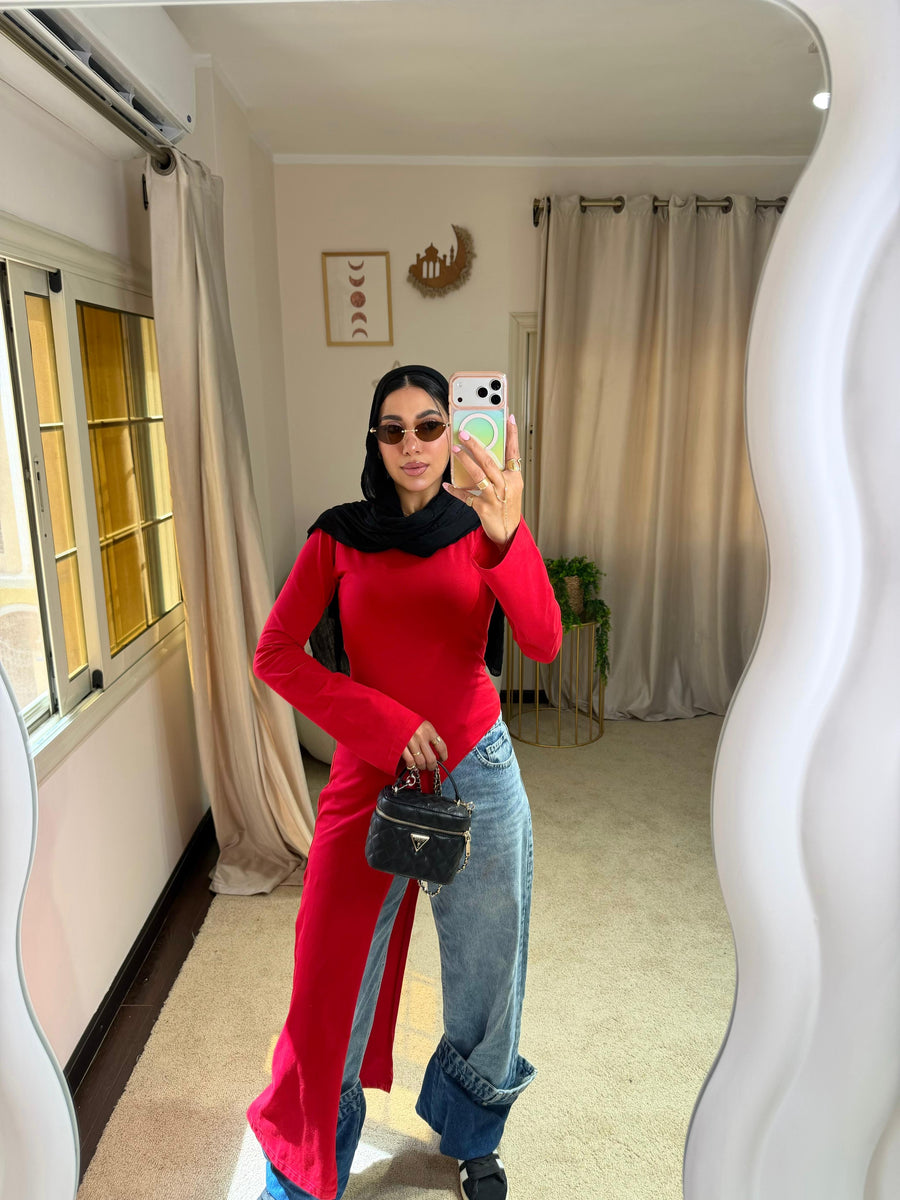 Red Belt Blouse