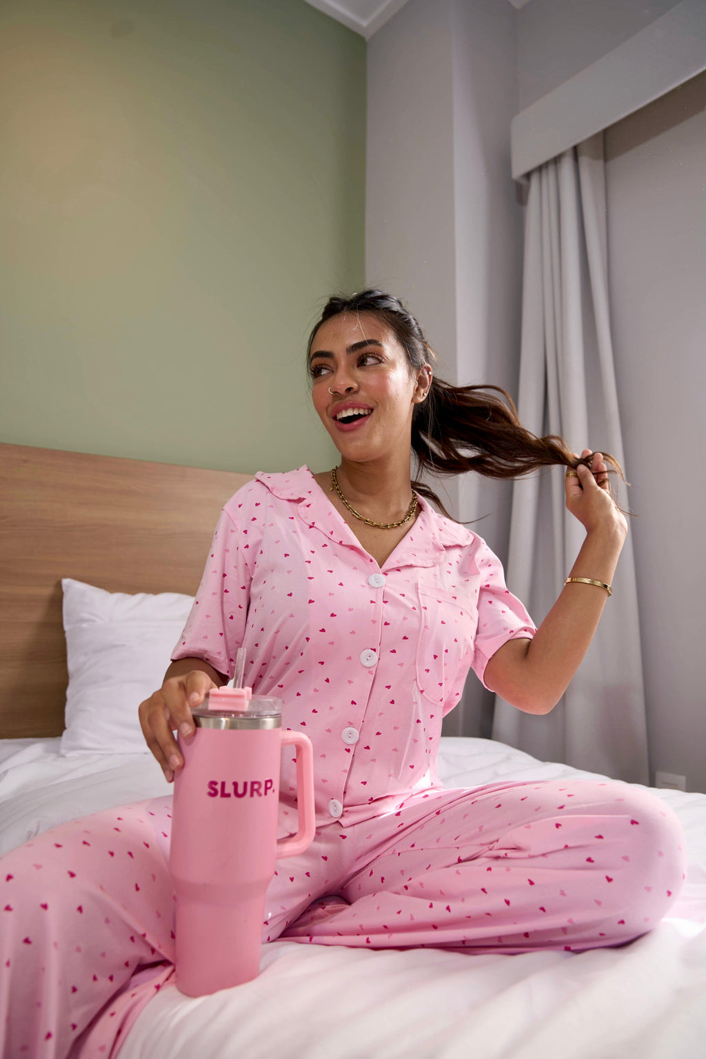 Pink Hearts Pajama Set