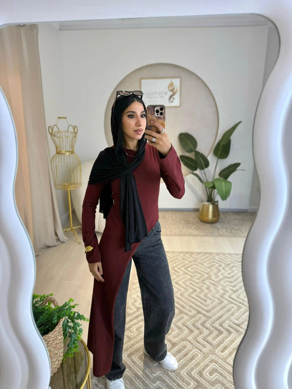 Burgundy Belt Blouse