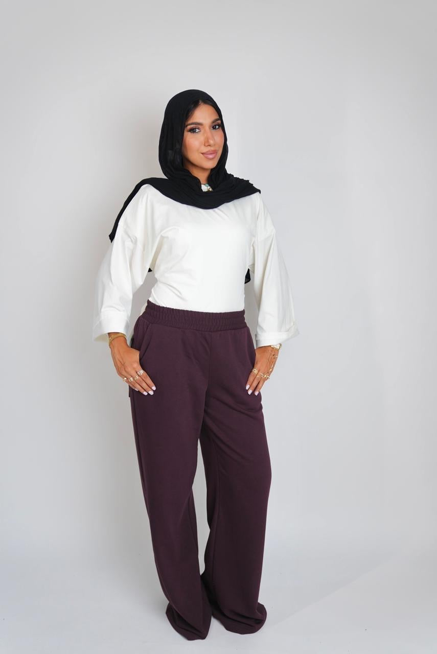 Summer Wide Leg Pants Dark Purple