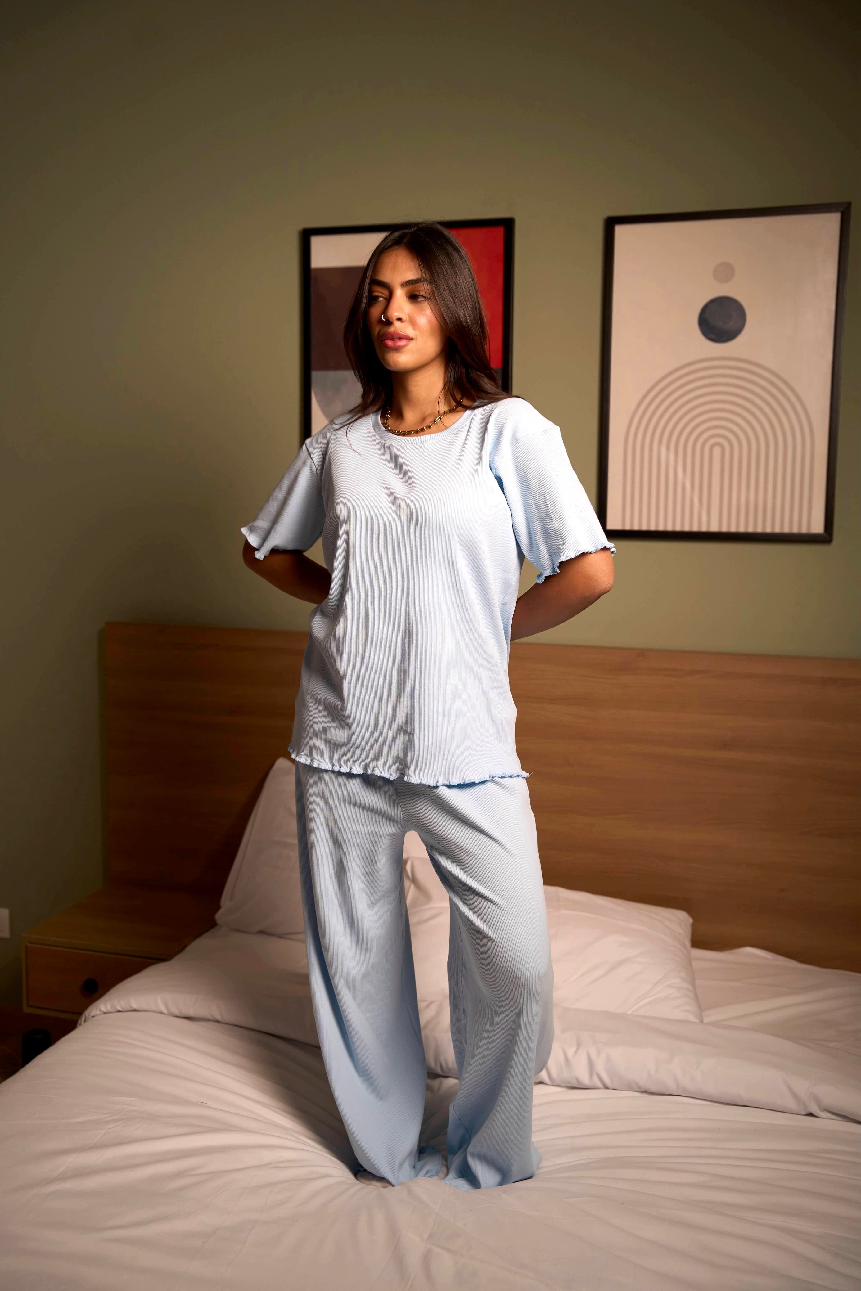 Plain Baby Blue Pajama Set