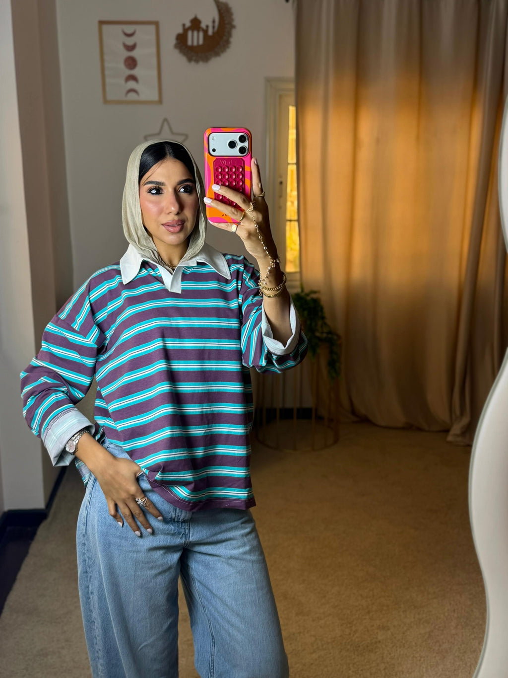 Striped Oversized T-Shirt - Turquoise