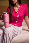 Fuchsia Bow Pajama Set