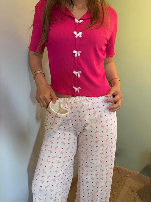 Fuchsia Bow Pajama Set