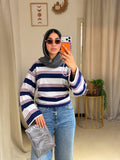Striped Fitted T-shirt - White X Navy