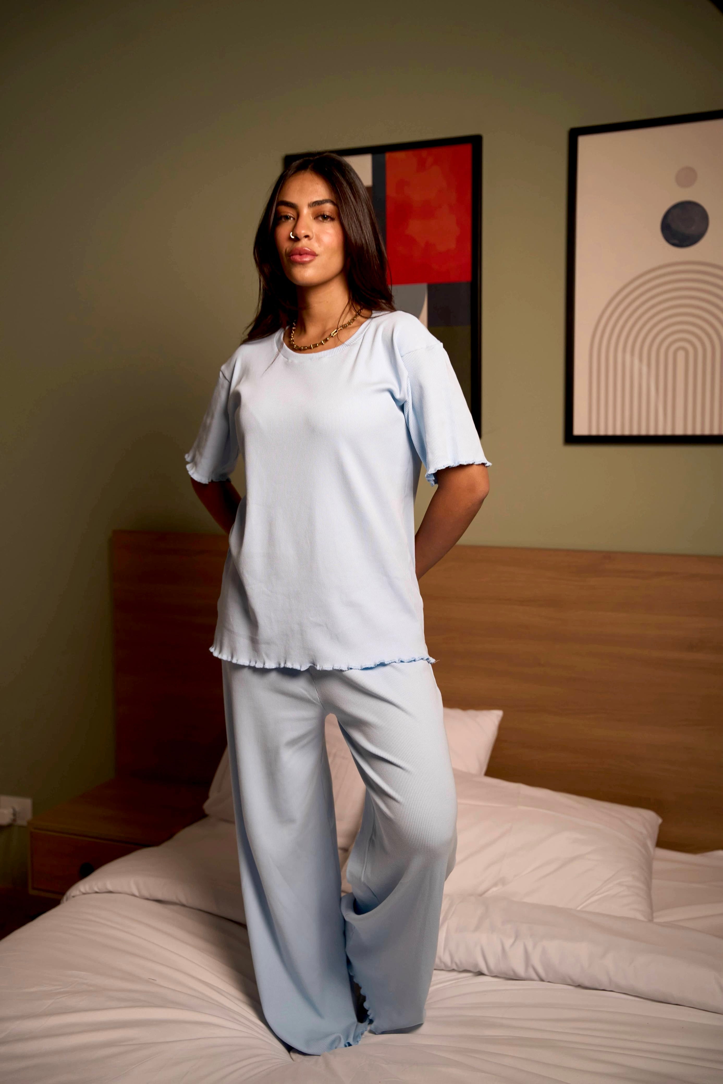 Plain Baby Blue Pajama Set
