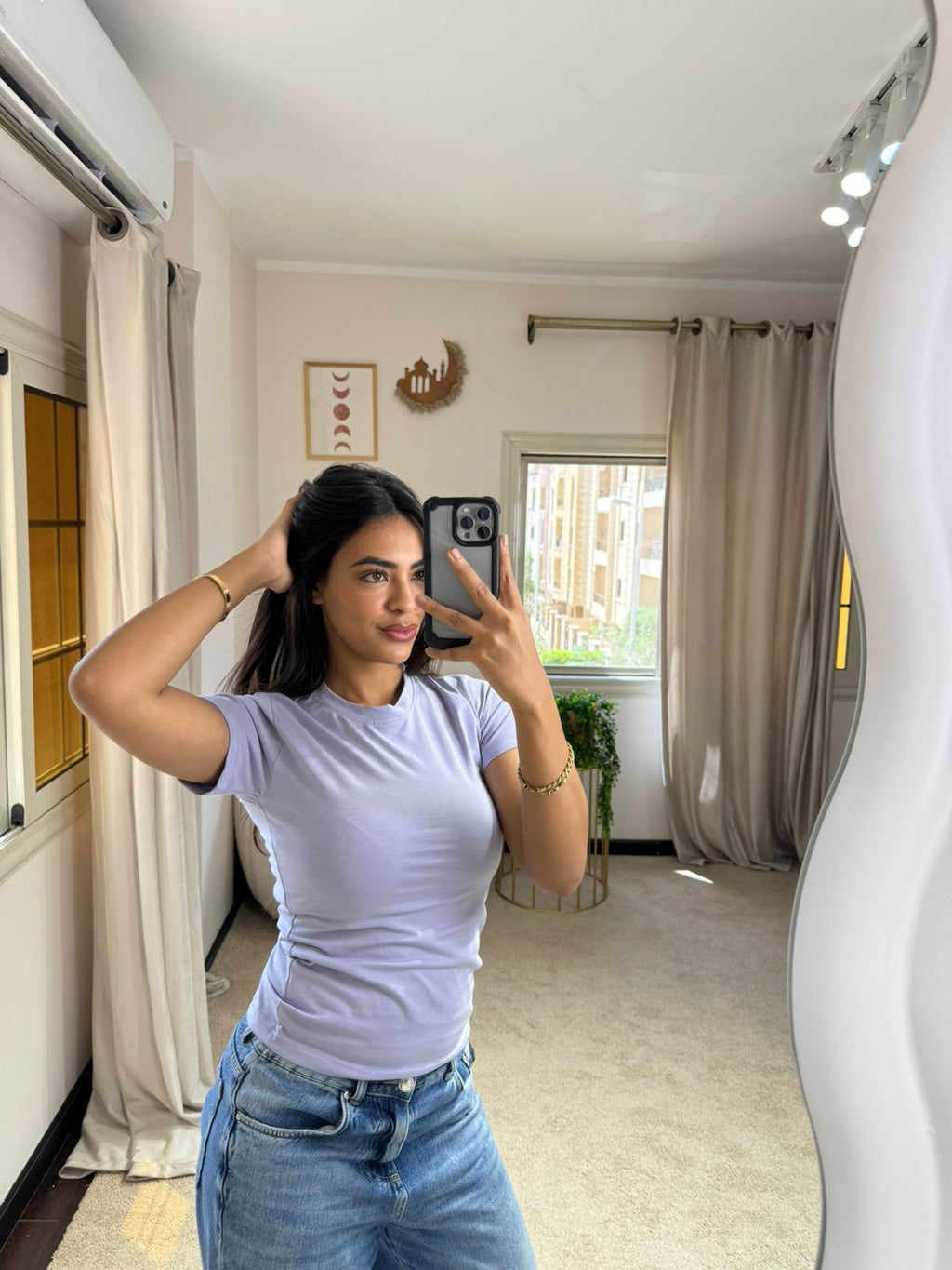 Half-Sleeve Top Light Lavender