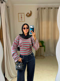 Striped Fitted T-shirt - Maroon