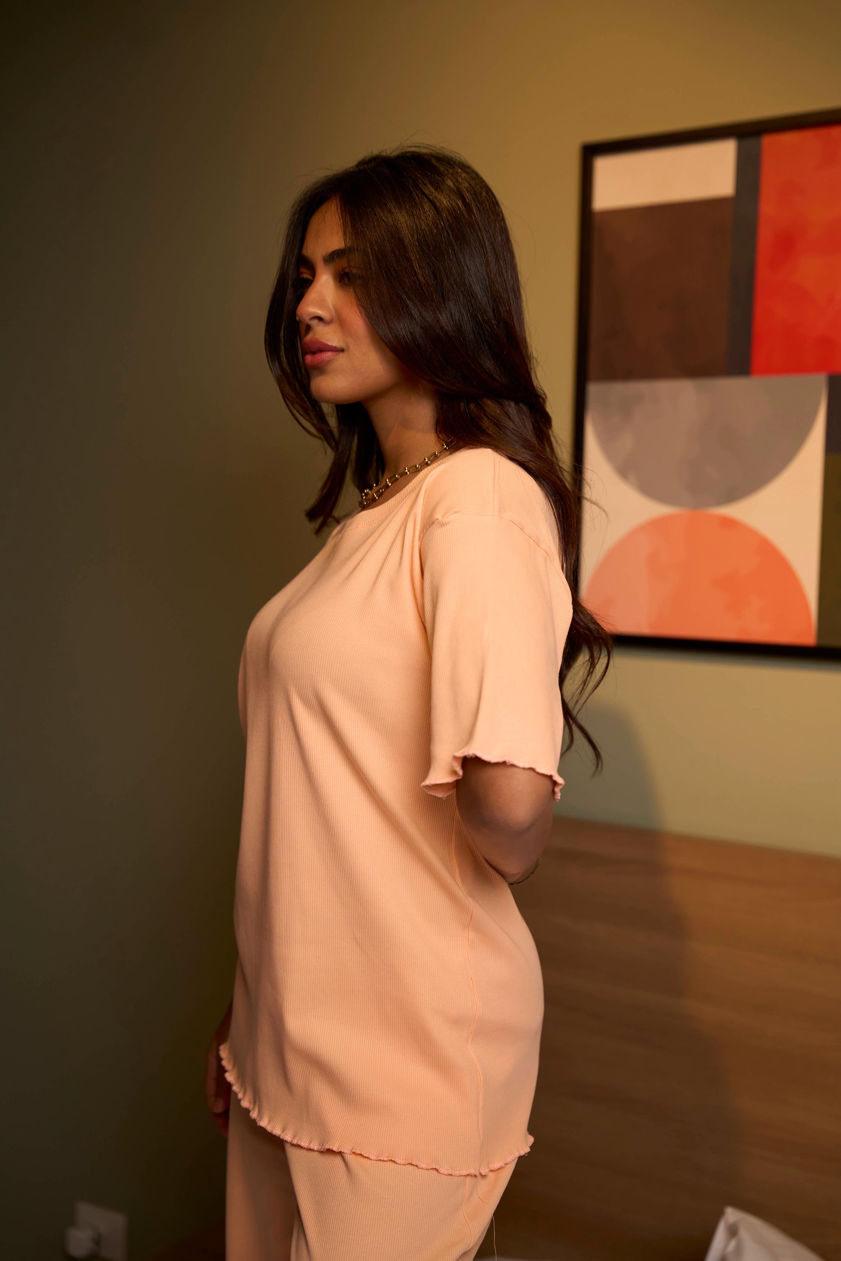 Plain Light Orange Pajama Set