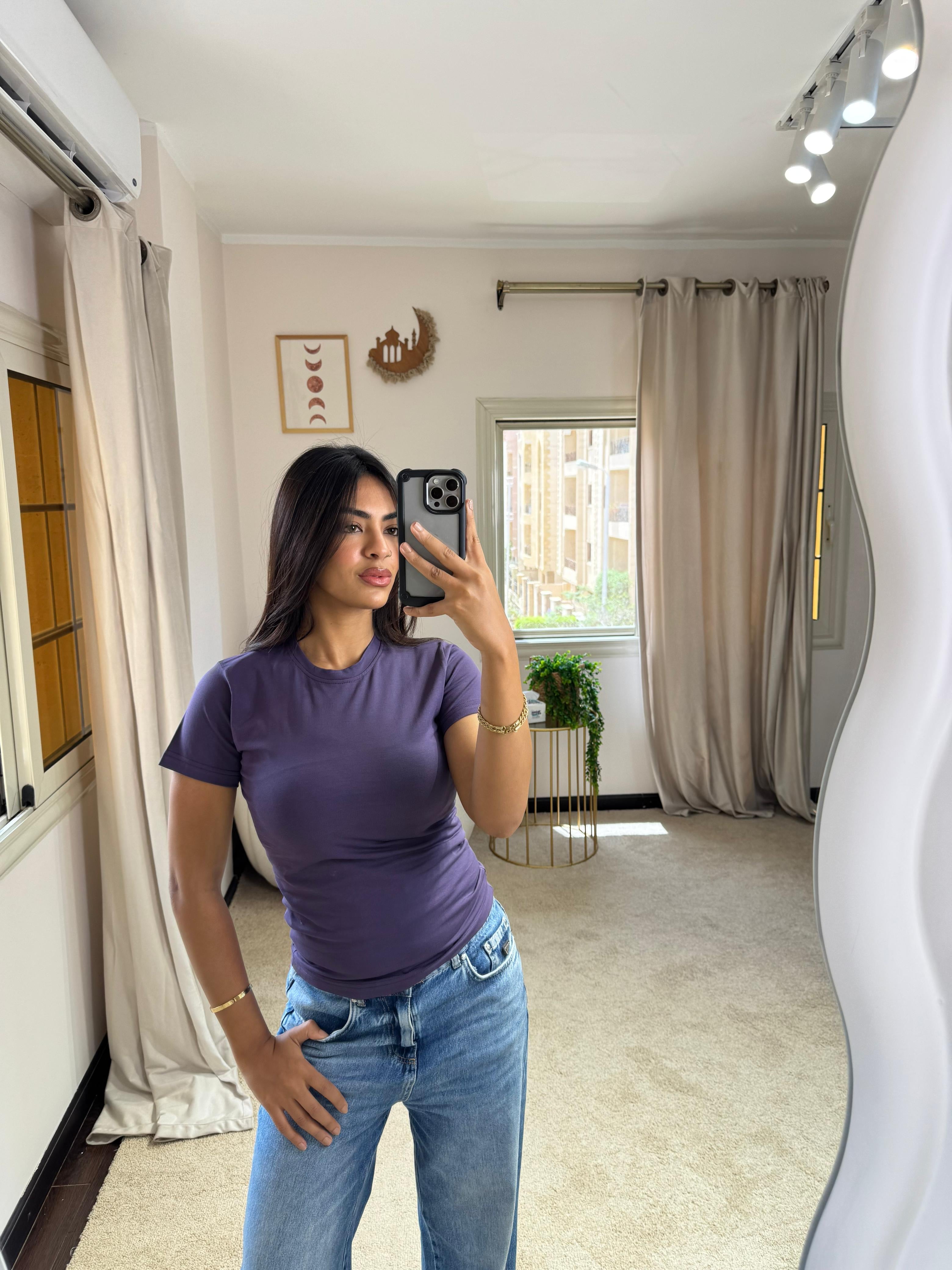 Half-Sleeve Top New Purple