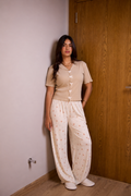 Beige Bow Pajama Set