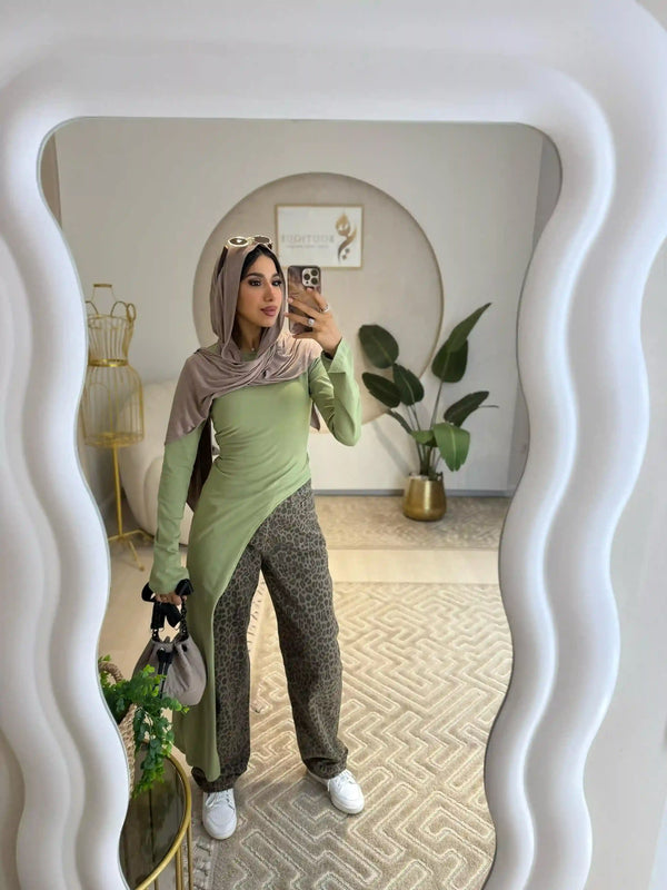 Mint green Belt Blouse