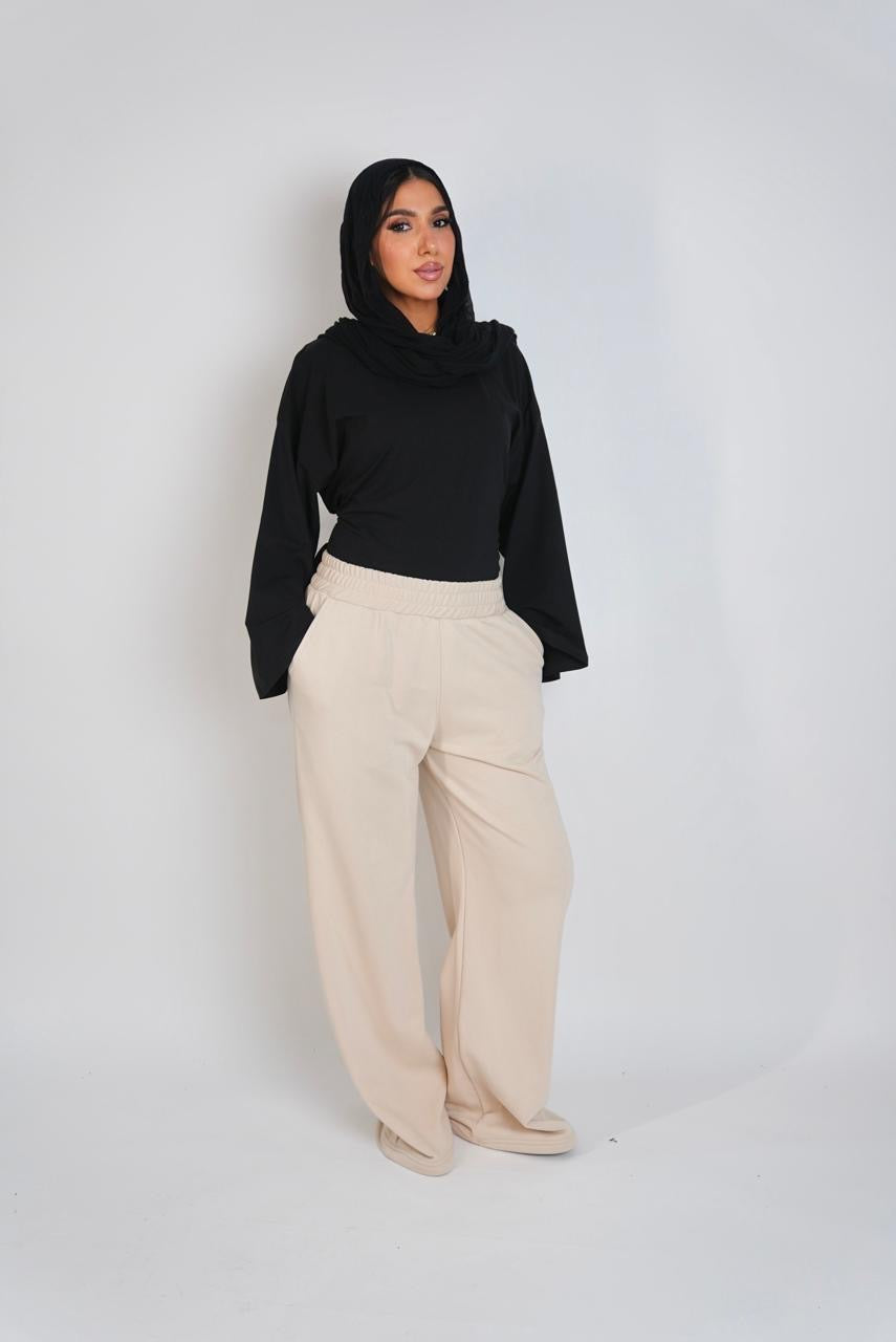 Summer Wide Leg Pants Beige