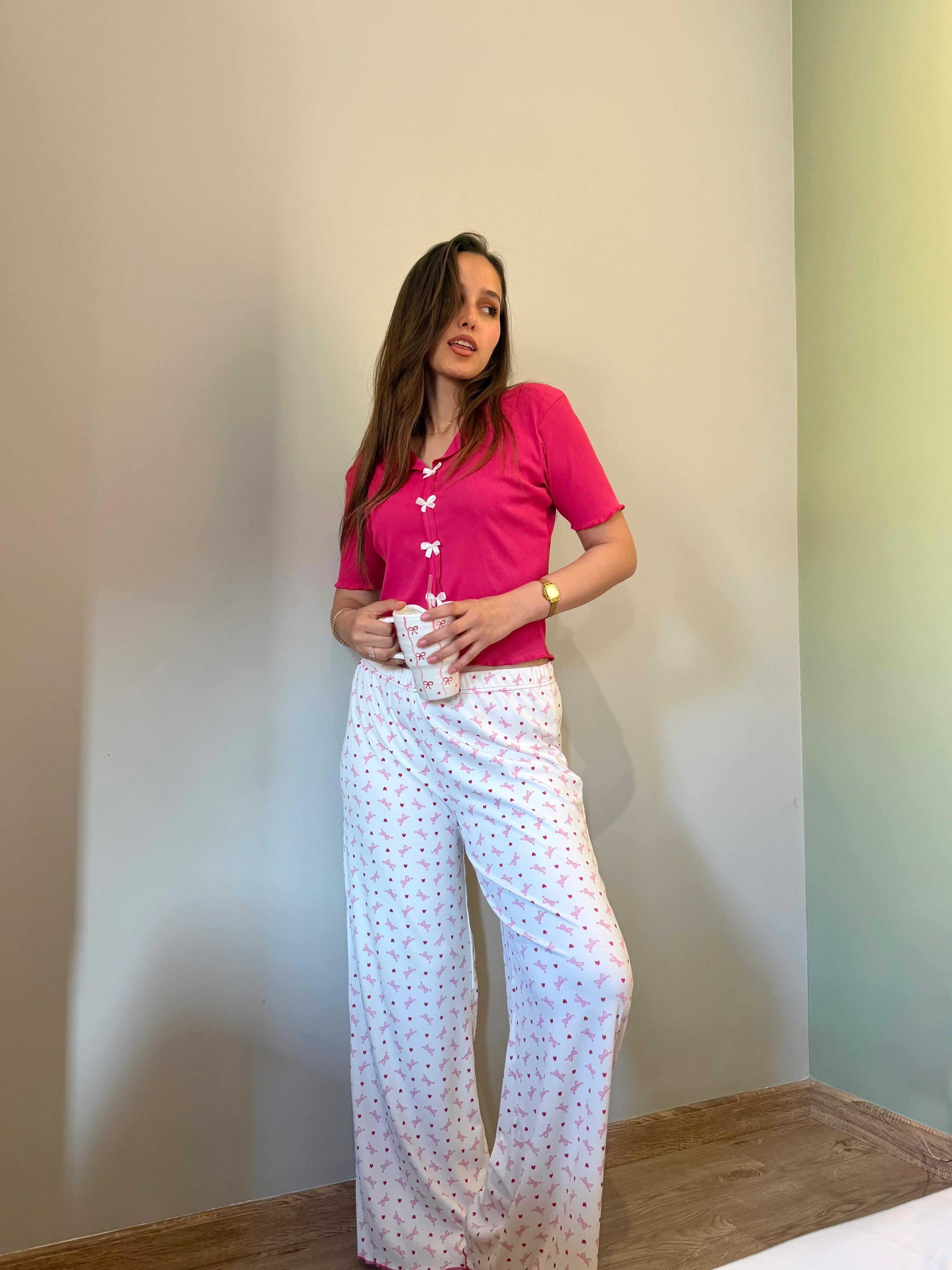 Fuchsia Bow Pajama Set