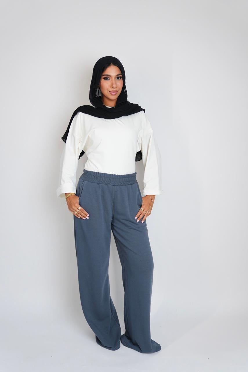 Summer Wide Leg Pants Dark grey