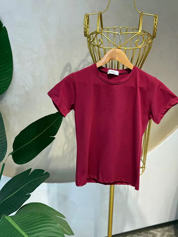 Half-Sleeve Top Dark Red