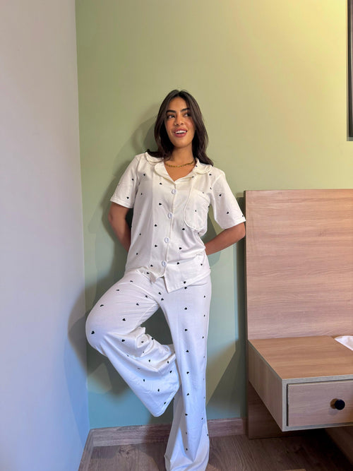 Black Hearts Pajama Set