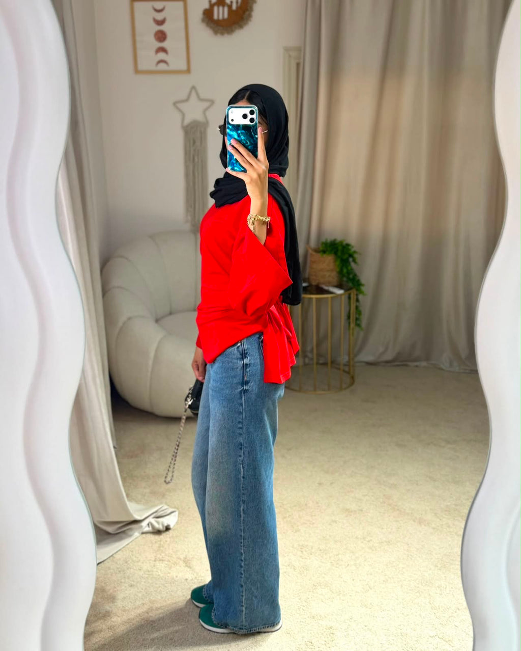 Cropped cotton T-shirt Red