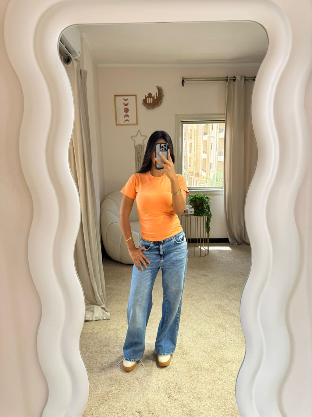 Half-Sleeve Top Light Orange