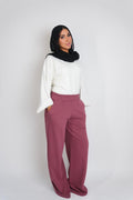 Summer Wide Leg Pants Maroon