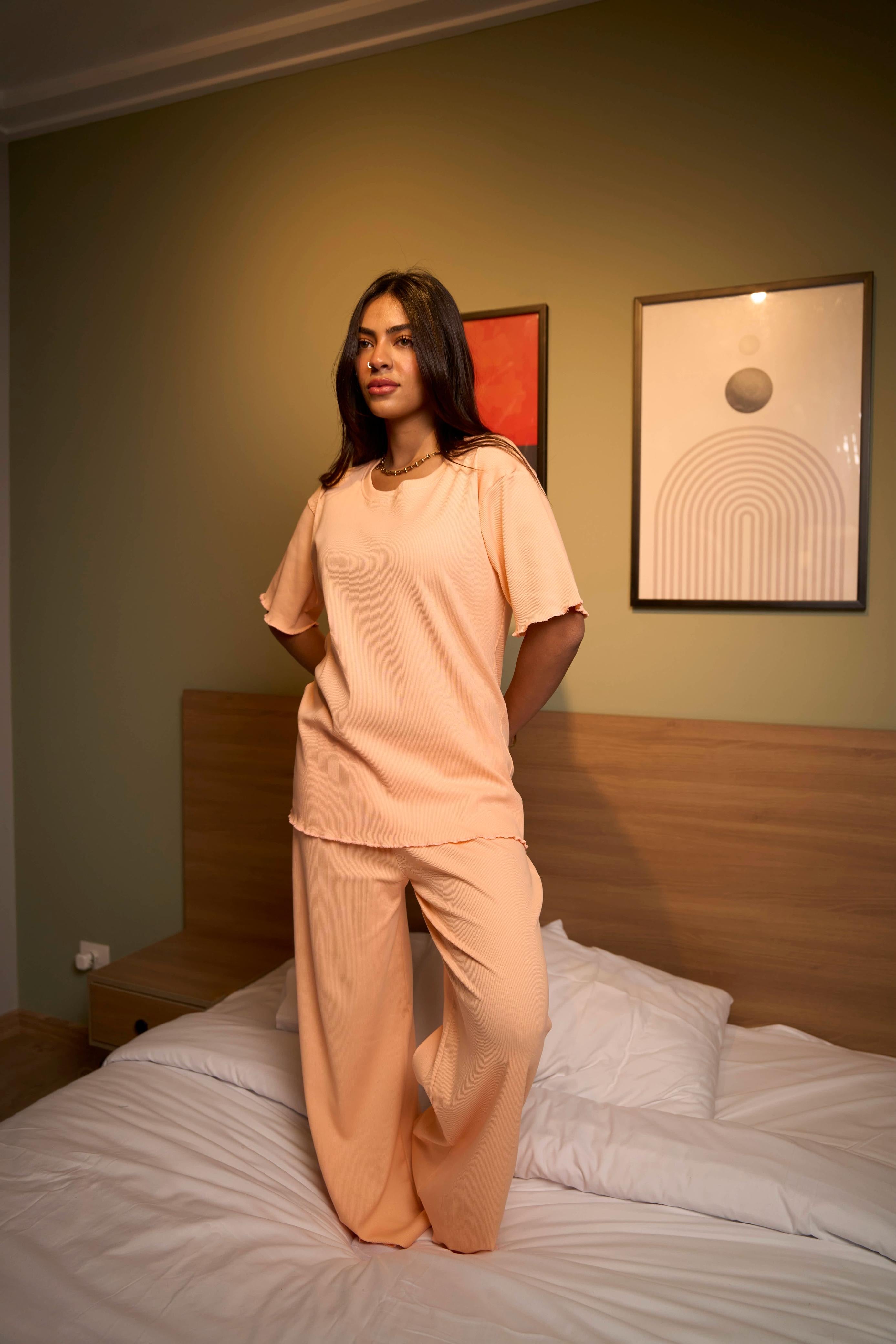 Plain Light Orange Pajama Set