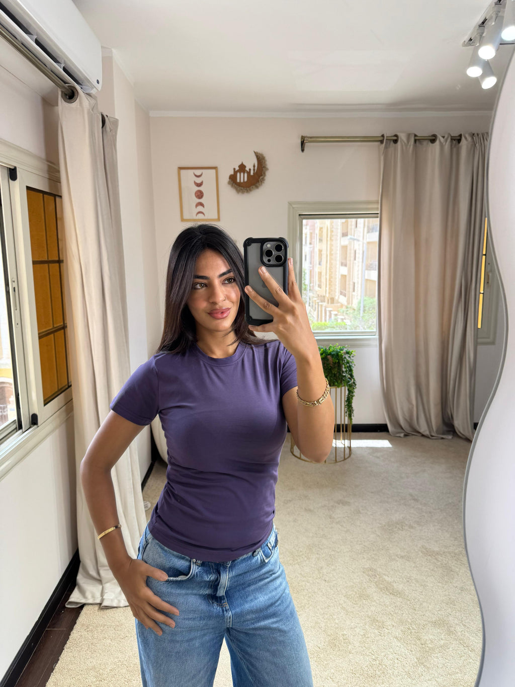 Half-Sleeve Top New Purple