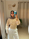 Striped Fitted T-shirt - White X Yellow