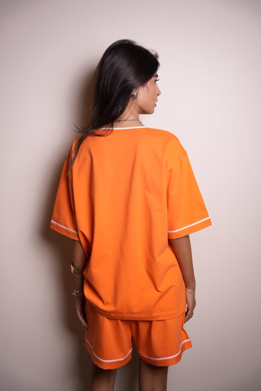Heart Short Pajama Set - Orange