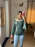 Cropped cotton T-shirt Olive
