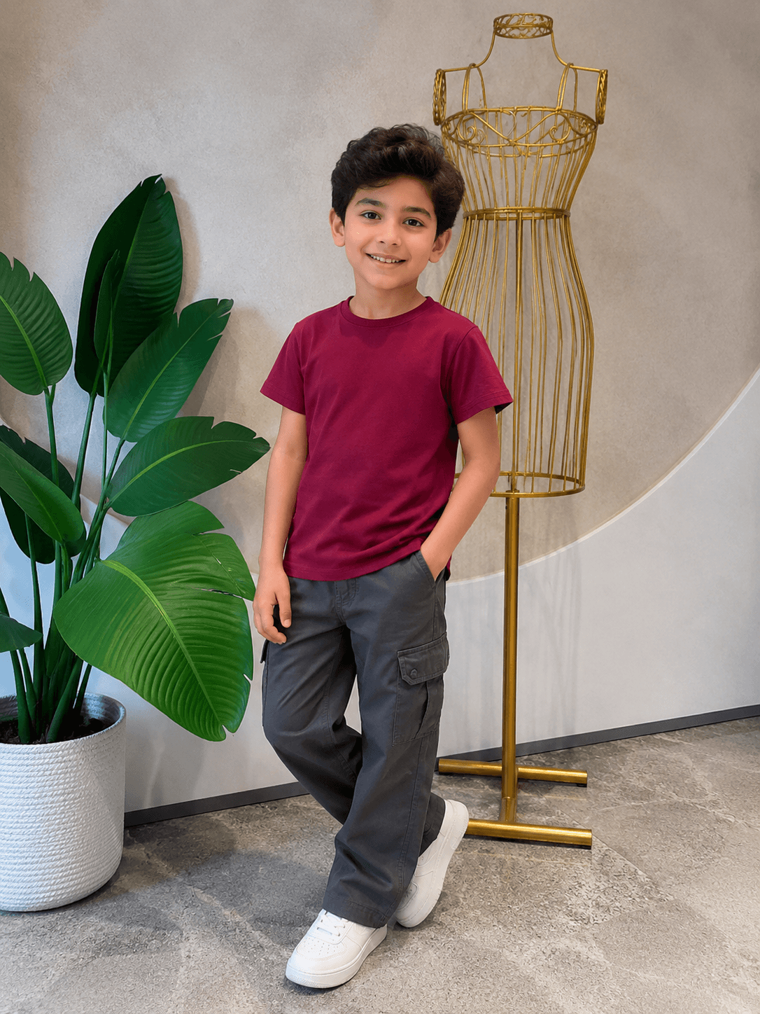 Kids Basic Tee - Dark Red
