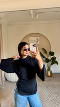 Cropped cotton T-shirt Black