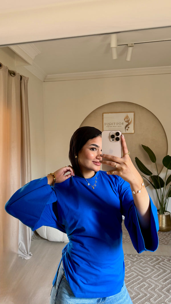 Cropped cotton T-shirt Blue