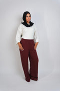Summer Wide Leg Pants Burgundy