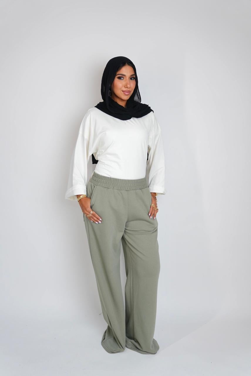 Summer Wide Leg Pants Matcha
