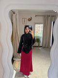 Dark Red Satin Skirt