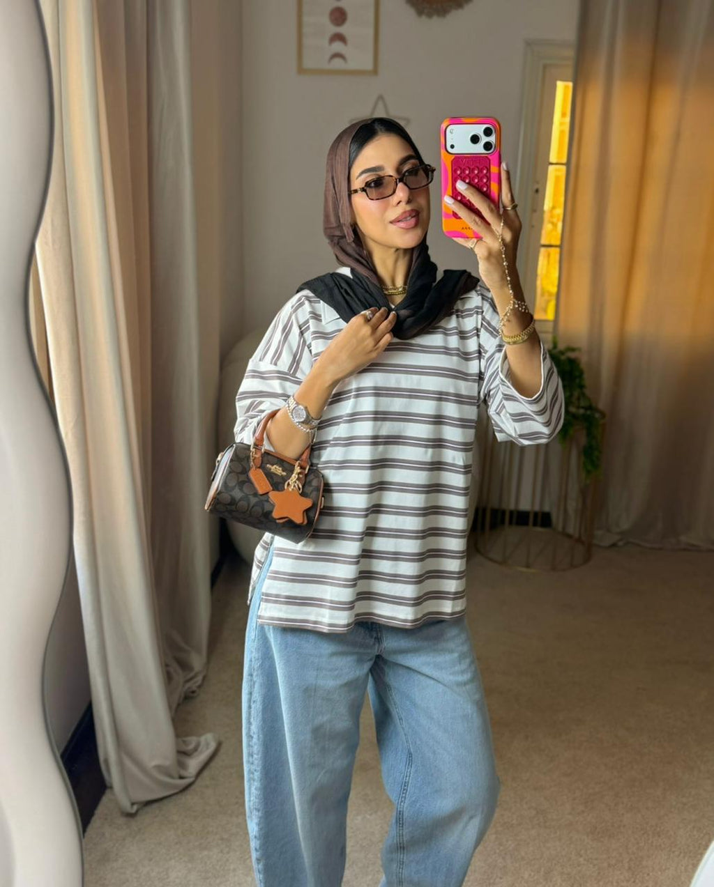 Striped Oversized T-Shirt - White X Cafe