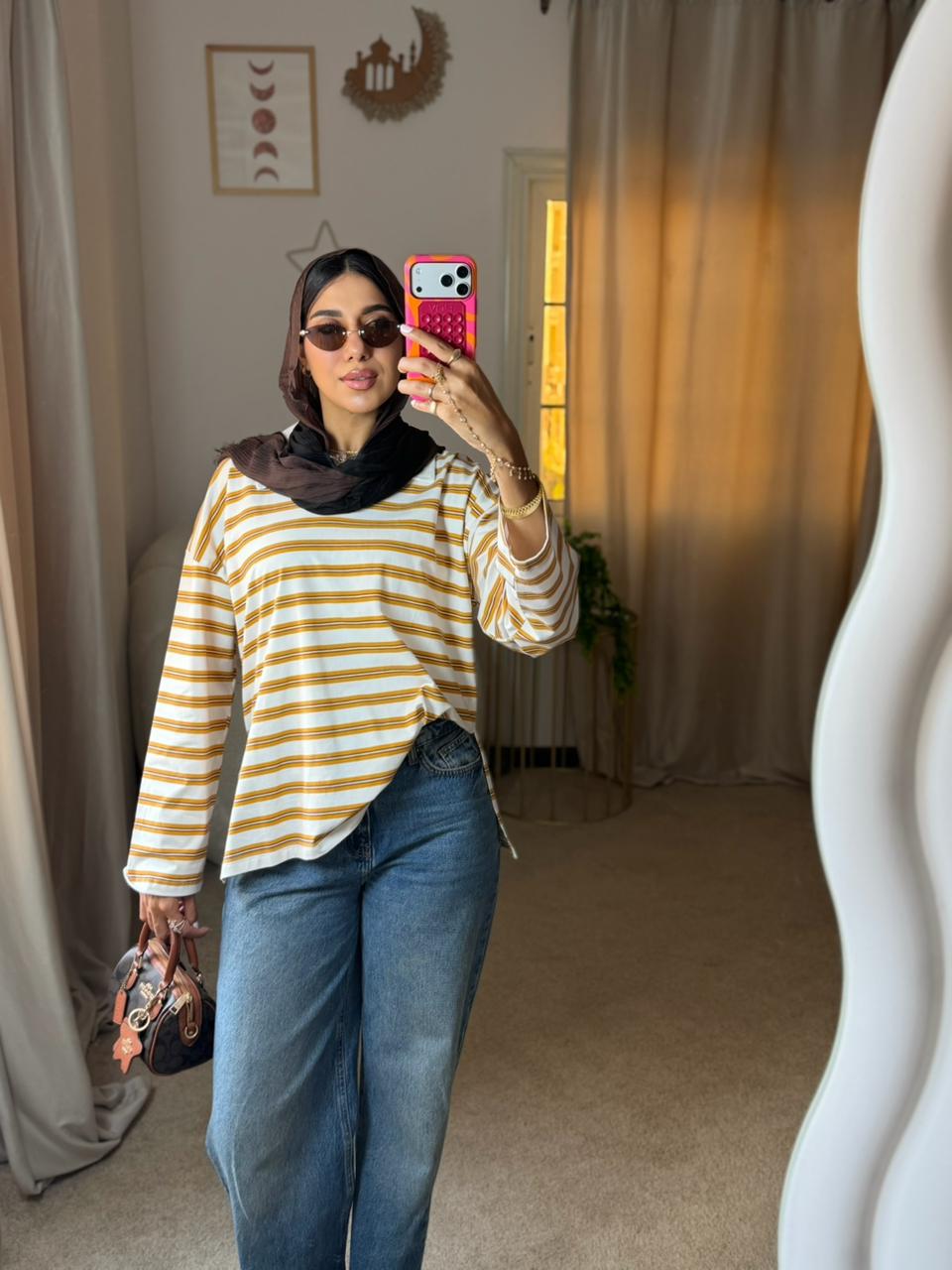 Striped Oversized T-Shirt - White X Yellow
