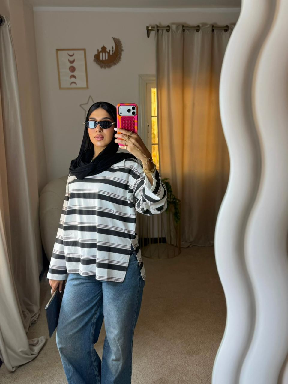 Striped Oversized T-Shirt - White X Gray