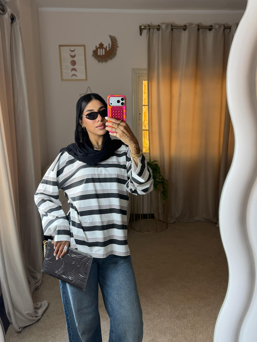 Striped Oversized T-Shirt - White X Gray