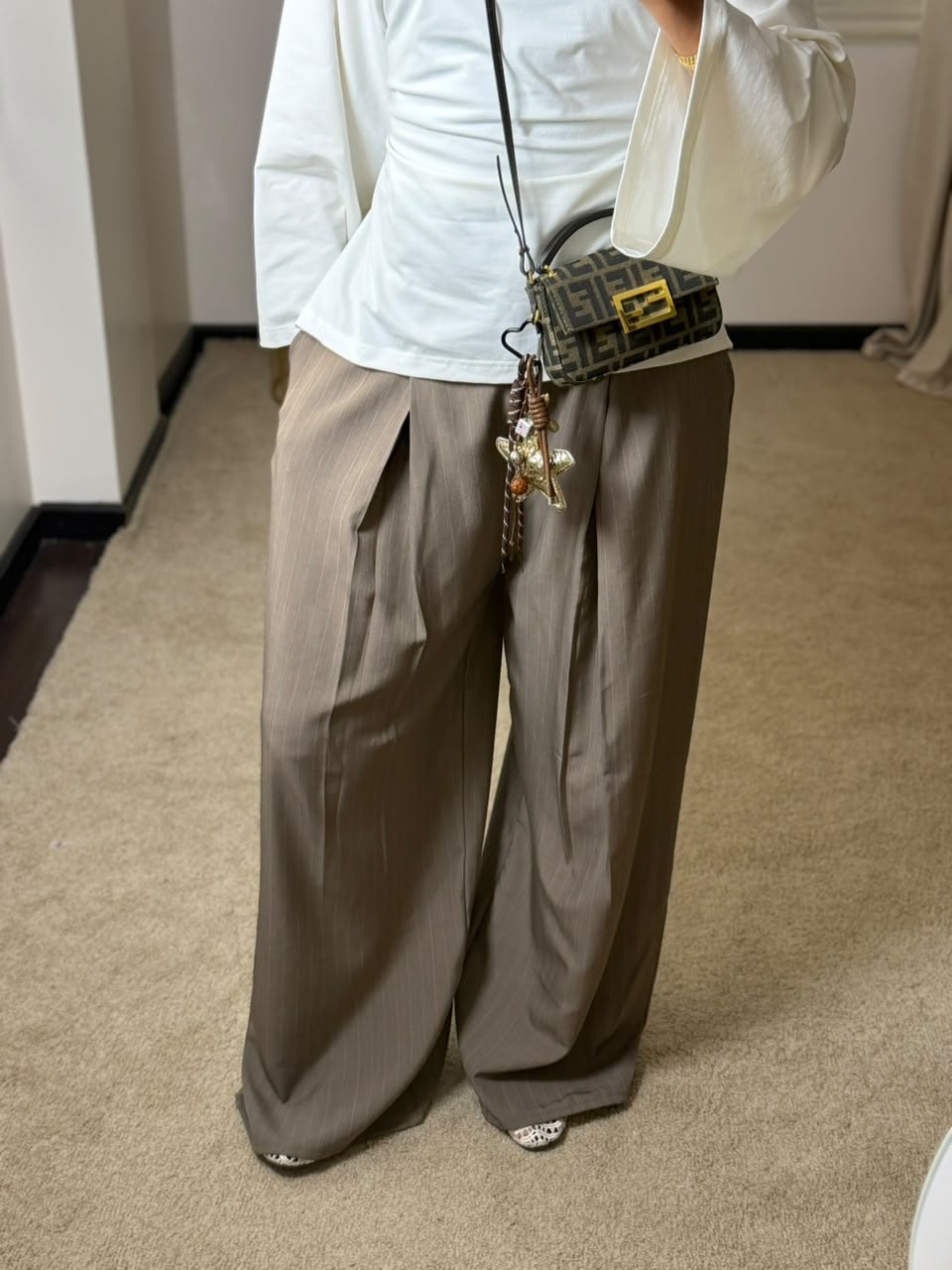 Striped Formal Pants - Cafe
