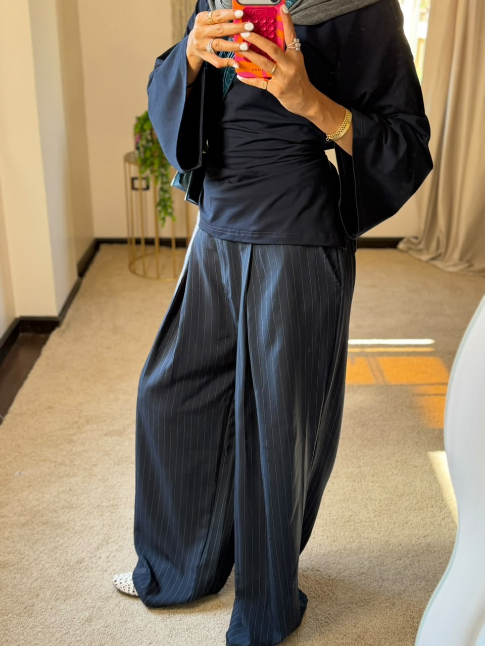 Striped Formal Pants - Navy