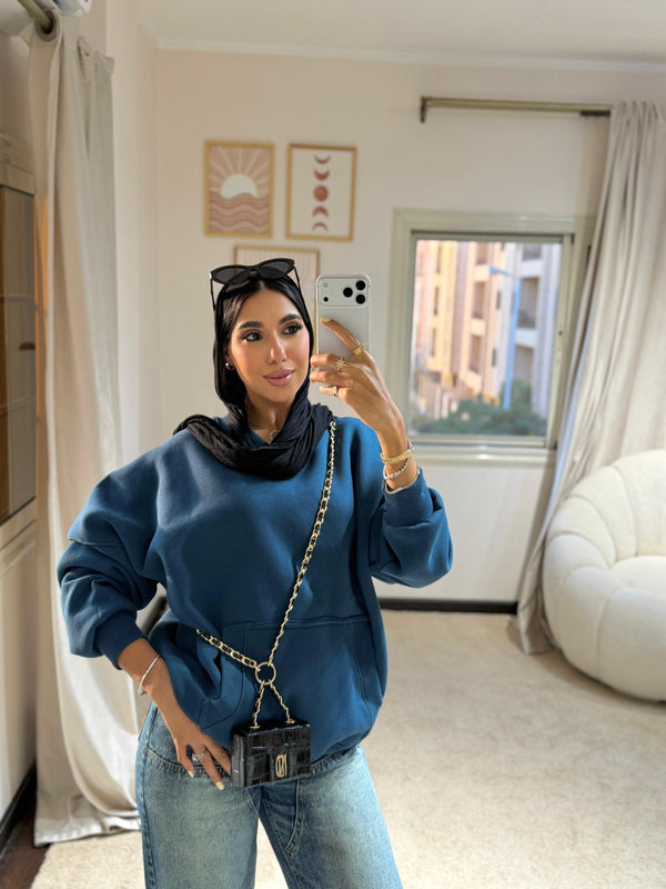 Plain Hoodie Petroleum