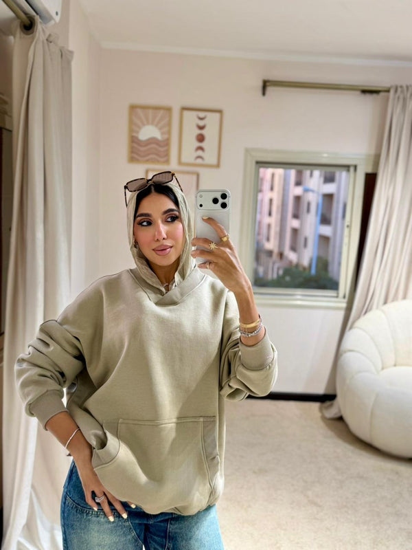Plain Hoodie Dark Beige