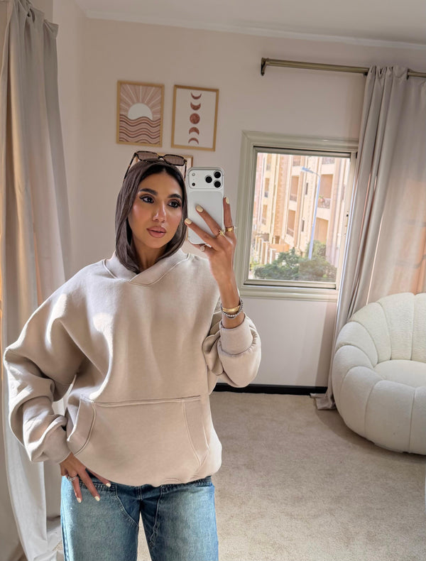 Plain Hoodie Beige
