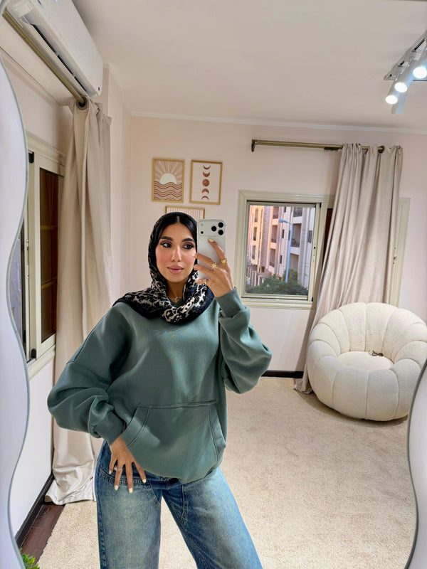 Plain Hoodie Dusty Green