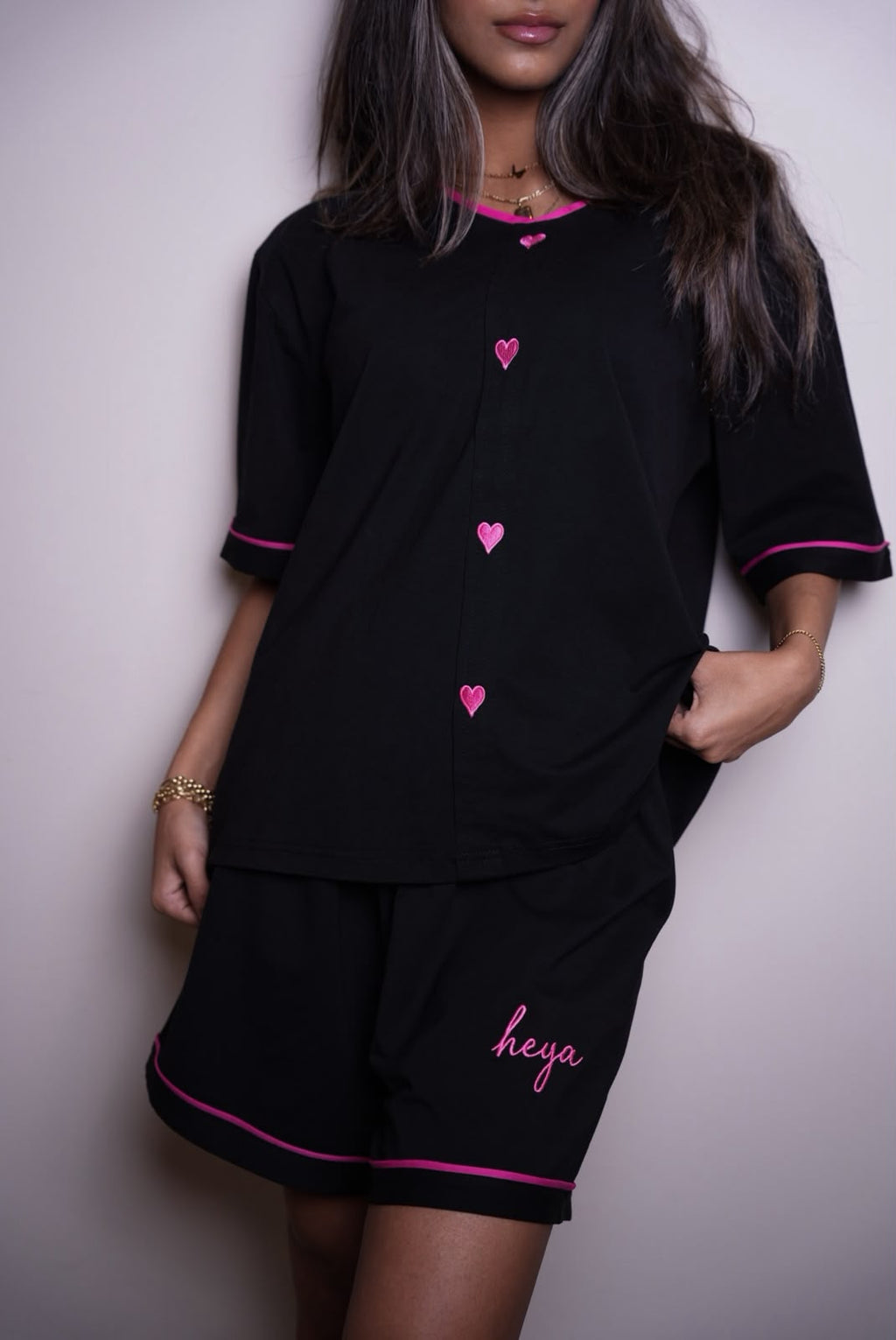 PRE-ORDER | Heart Short Pajama Set - Black